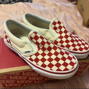 Vans Kids Slip-On Checkerboard Red and White